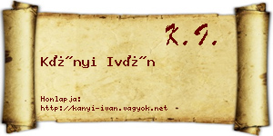 Kányi Iván névjegykártya